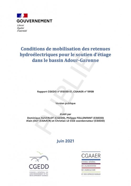 [Publication] Conditions de mobilisation des retenues hydroélectriques pour le soutien d’étiage dans le bassin Adour-Garonne - CGEDD