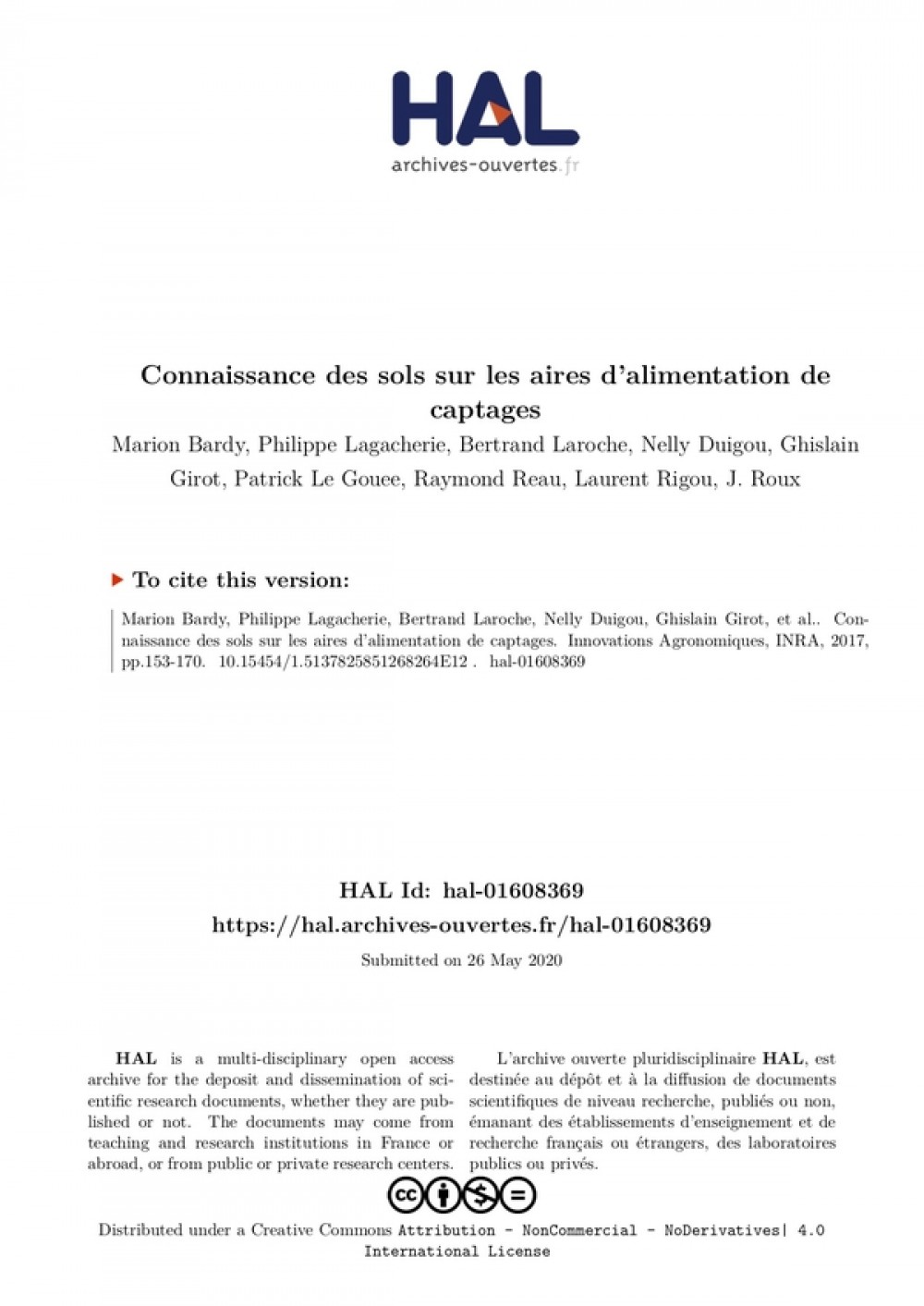 [Publication] Connaissance des sols sur les aires d'alimentation de captages