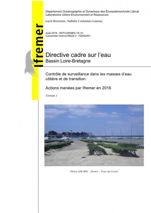 [Publication] Directive cadre sur l'eau - Bassin Loire-Bretagne : Contrôle de surveillance dans les masses d'eau côtière et de transition - Actions menées par Ifremer en 2016