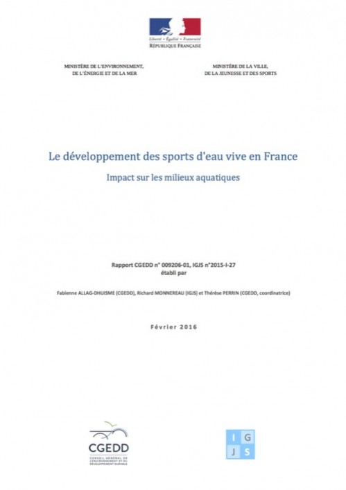 [Publication] Le développement des sports d’eau vive en France - Impact sur les milieux aquatiques - CGEDD