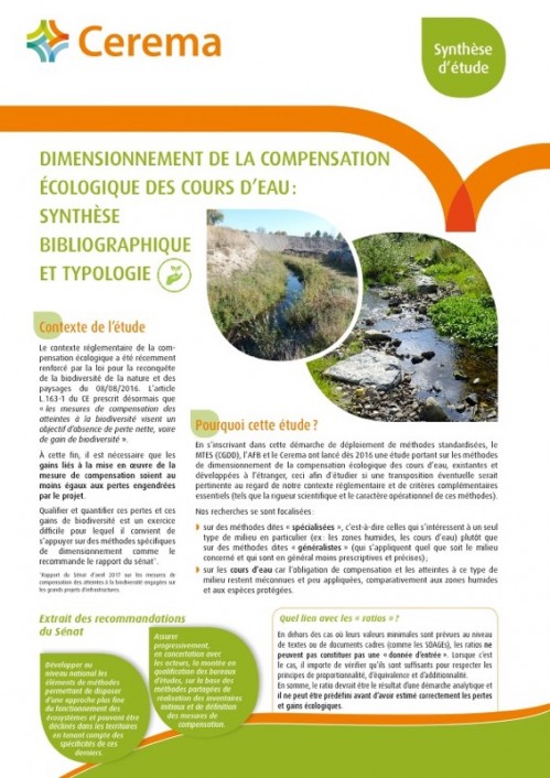 [Publication] Dimensionnement de la compensation écologique des cours d'eau : synthèse bibliographique et typologie - Cerema
