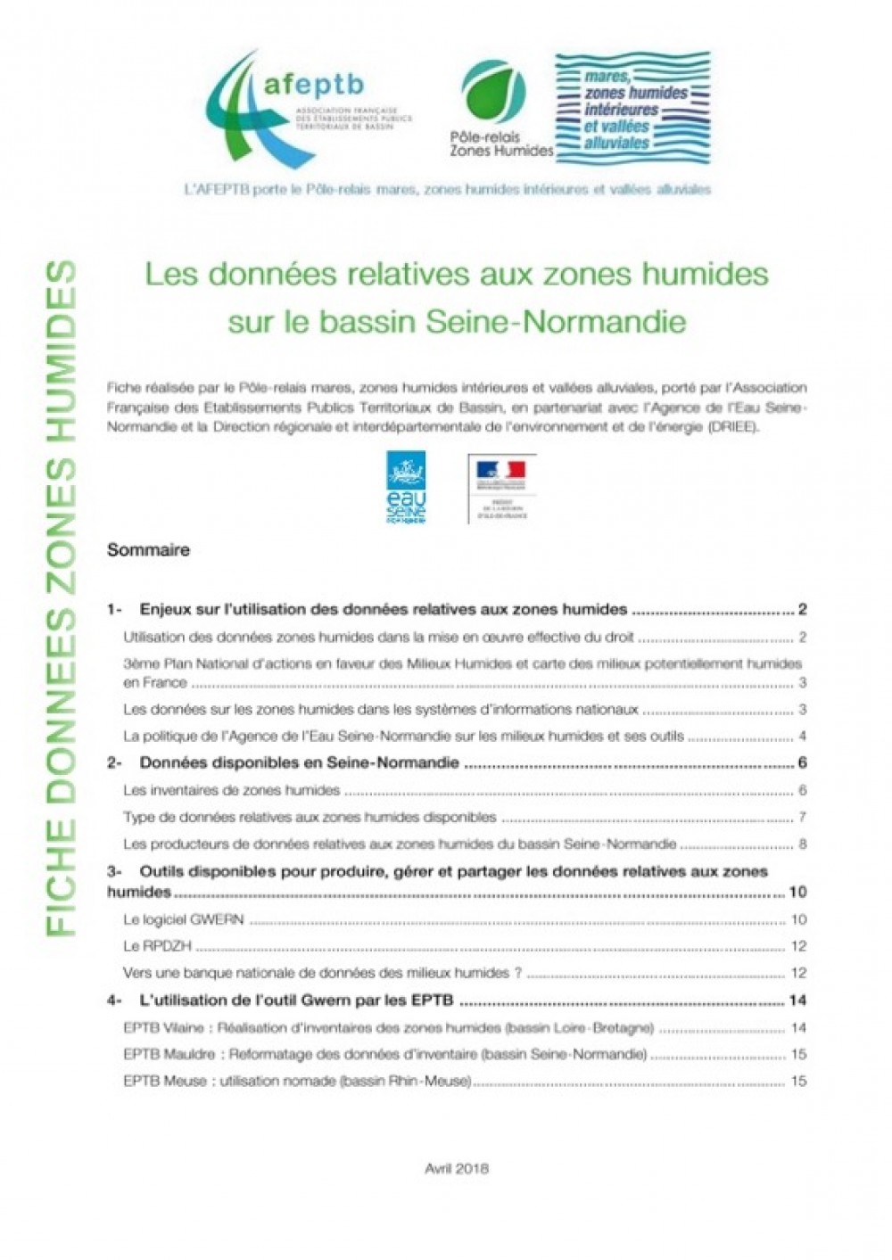[Publication] Les données relatives aux zones humides sur le bassin Seine-Normandie
