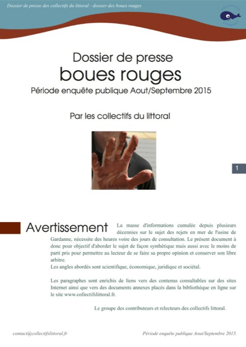 [Publication] Dossier de presse boues rouges, par les collectifs du littoral
