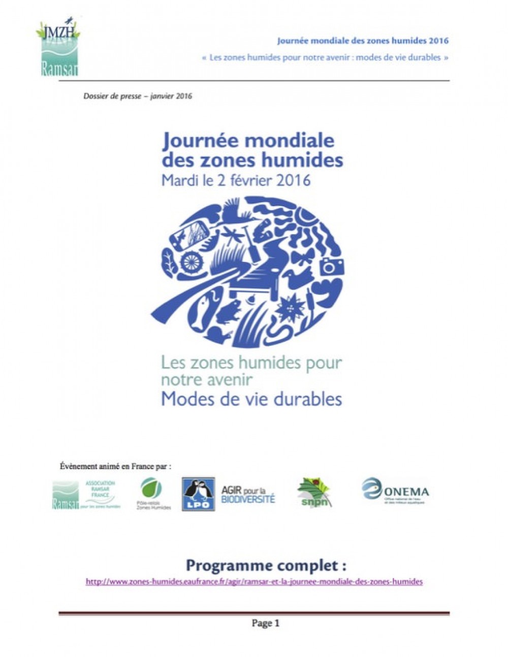 [Publication] Dossier de presse de la Journée mondiale des zones humides 2016