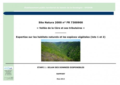 [Publication] Site Natura 2000 Vallée de la Cère : Expertise sur les habitats naturels et les espèces végétales