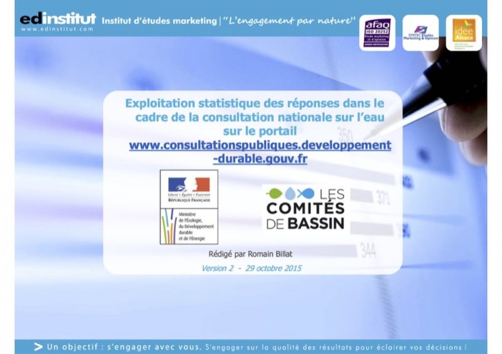 [Publication] Exploitation statistique et qualitative des réponses relatives à la consultation 2014-2015 du public sur l'eau du bassin Rhin-Meuse