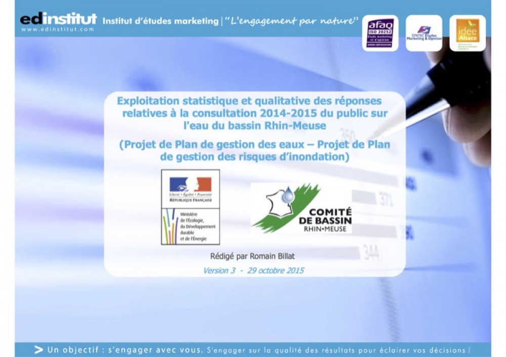 [Publication] Exploitation statistique des réponses dans le cadre de la consultation nationale sur l'eau
