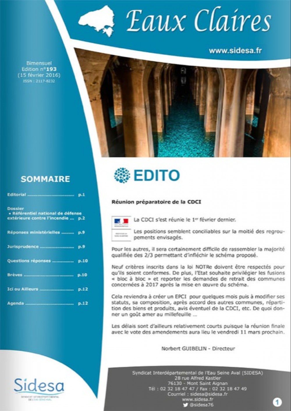 [Publication] Journal Eaux Claires - SIDESA