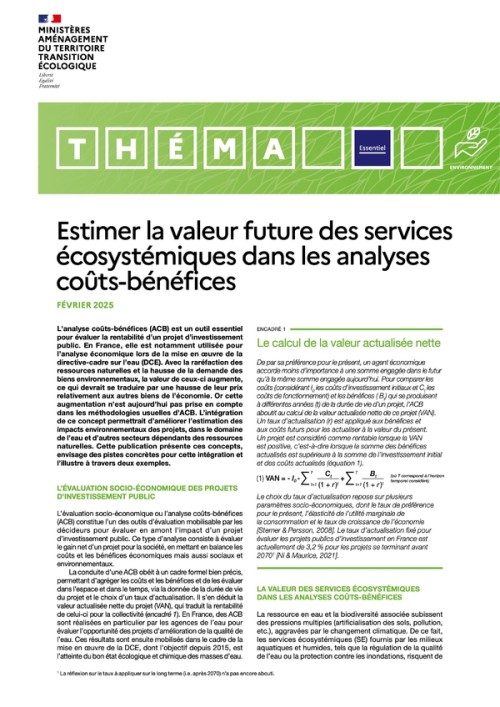 [Publication] Estimer la valeur future des services ecosystémiques dans les analyses coûts-bénéfices