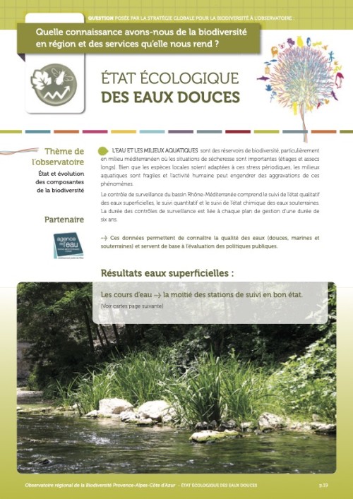 [Publication] Etat écologique des eaux douces - ARPE PACA