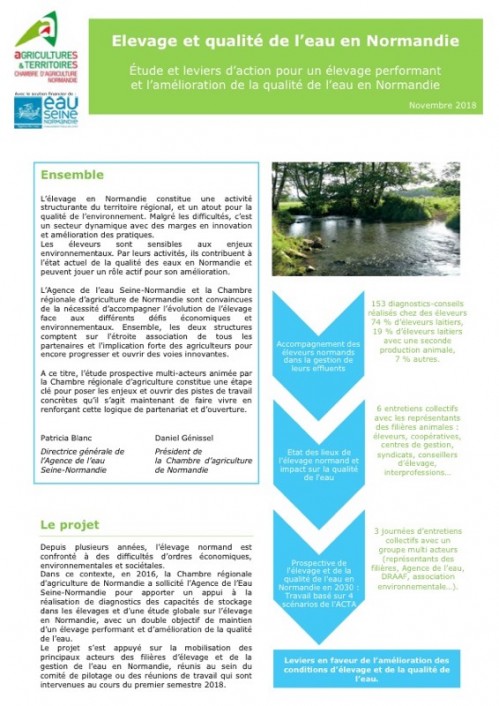 [Publication] Elevage et qualité de l’eau en Normandie - Chambre régionale d'agriculture de Normandie
