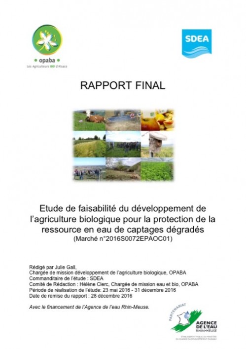 [Publication] Etude de faisabilité du développement de l'agriculture biologique pour la protection de la ressource en eau de captages dégradés - SDEA