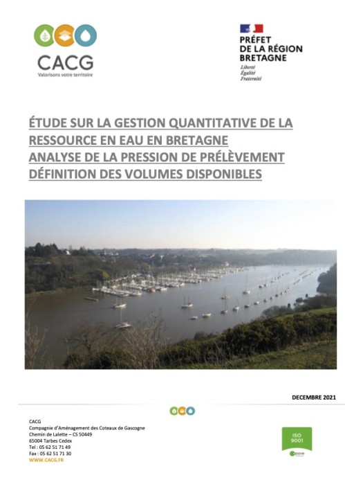 [Publication] Étude régionale concernant la gestion quantitative de la ressource en eau - DREAL Bretagne