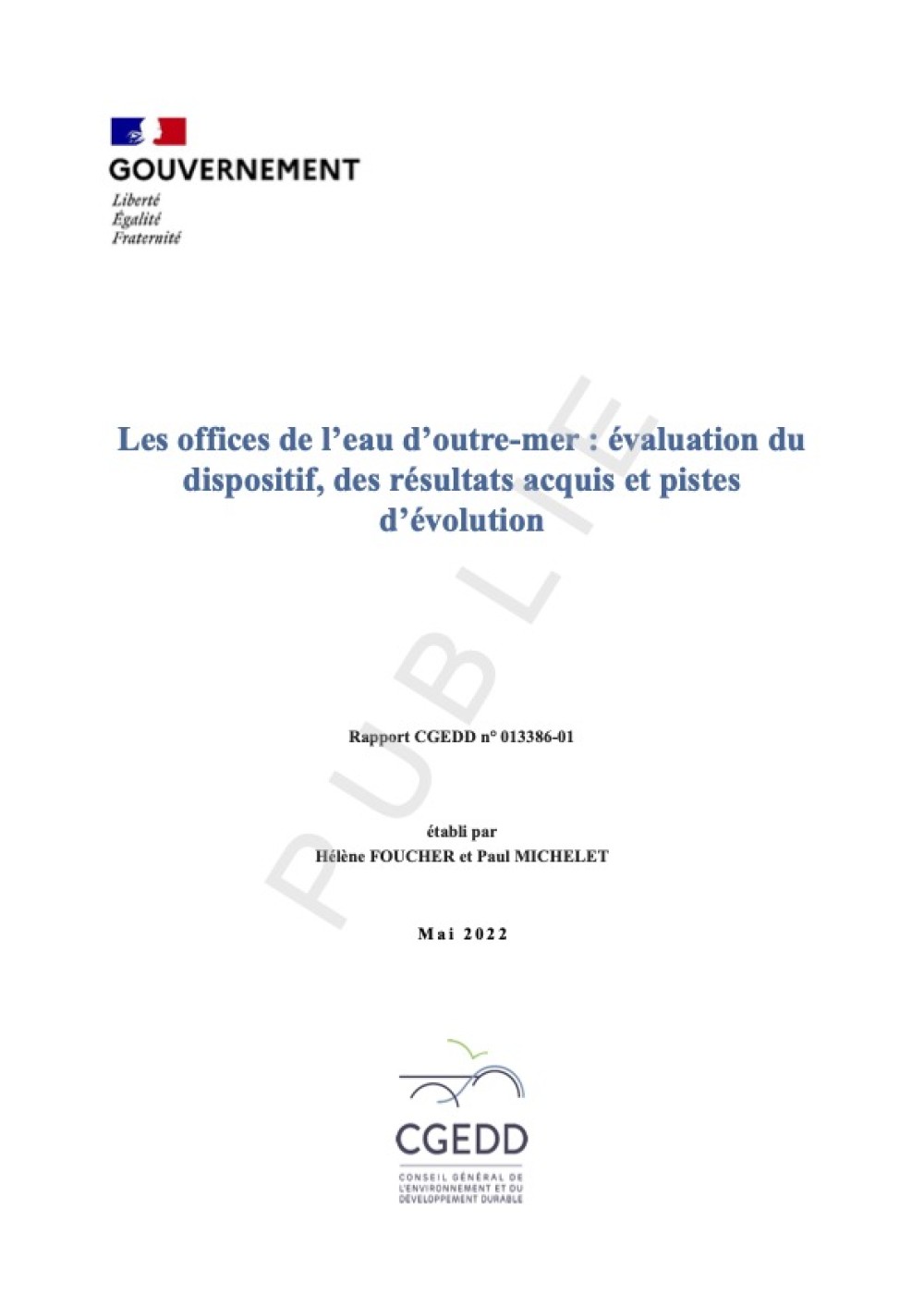 [Publication] Les offices de l’eau d’outre-mer : évaluation du dispositif, des résultats acquis et pistes d’évolution