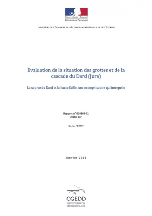 [Publication] Evaluation de la situation des grottes et de la cascade du Dard (Jura) - Une eutrophisation qui interpelle - CGEDD