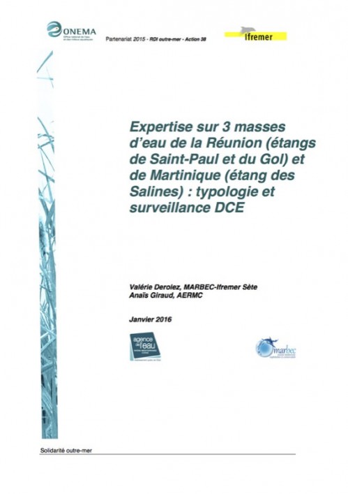 [Publication] Expertise sur 3 masses d’eau de la Réunion  et de Martinique : typologie et surveillance DCE