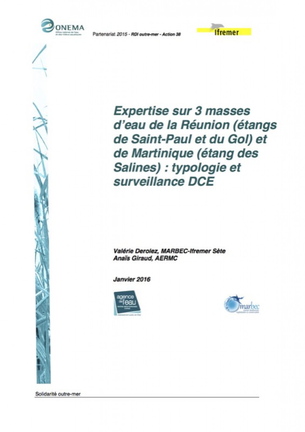 [Publication] Expertise sur 3 masses d’eau de la Réunion  et de Martinique : typologie et surveillance DCE