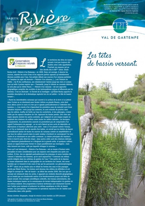 [Publication] Gazette rivière : Les têtes de bassin versant - CPIE Val de Gartempe