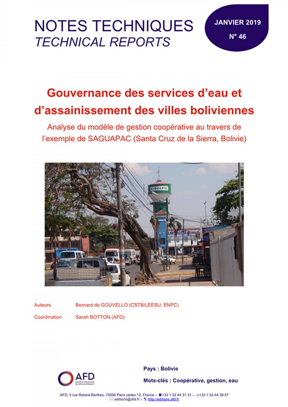 [Publication] Gouvernance des services d’eau et d’assainissement des villes boliviennes - Agence Française de Développement
