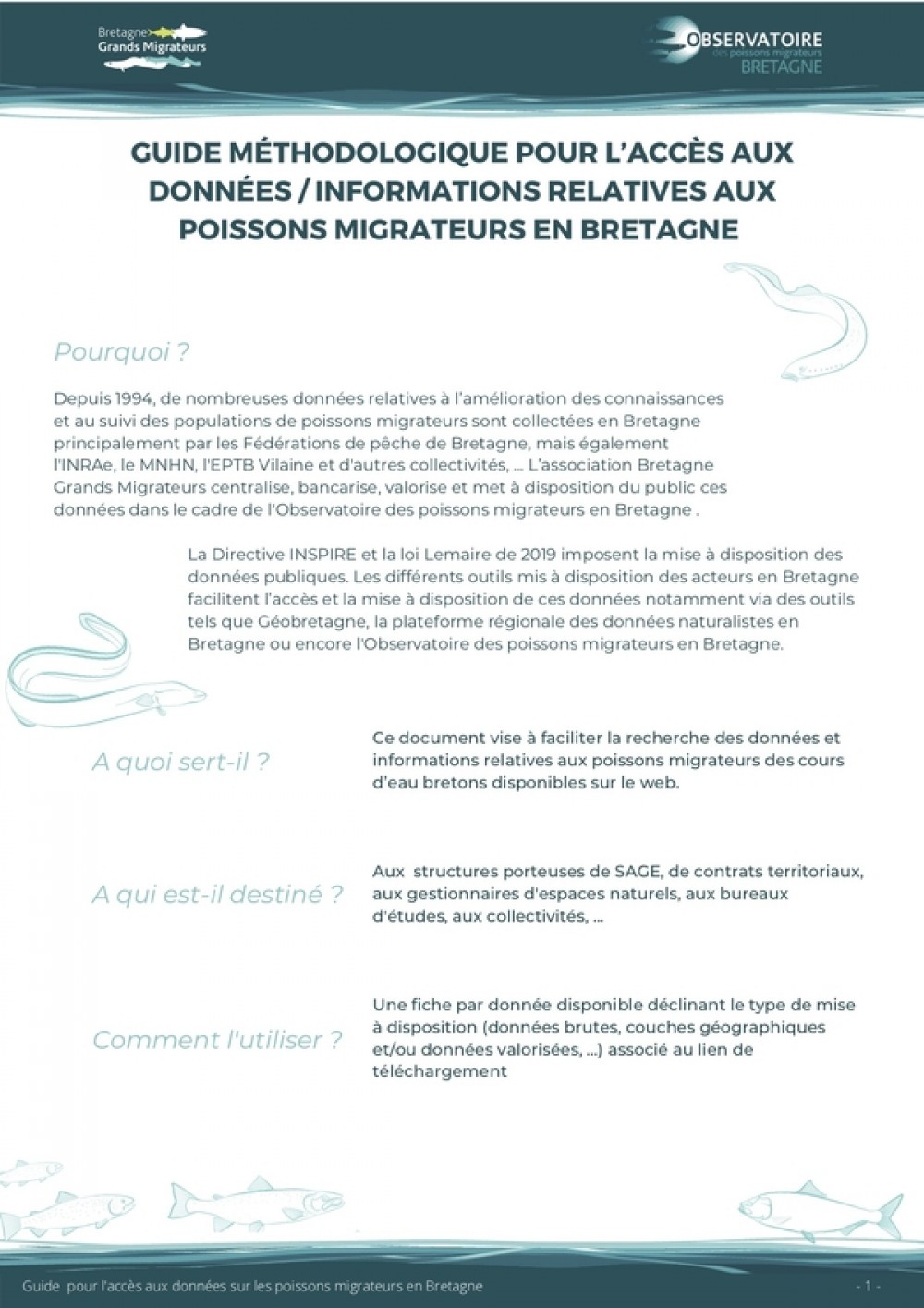 [Publication] Guide méthodologique d'accès aux données sur les poissons migrateurs en Bretagne