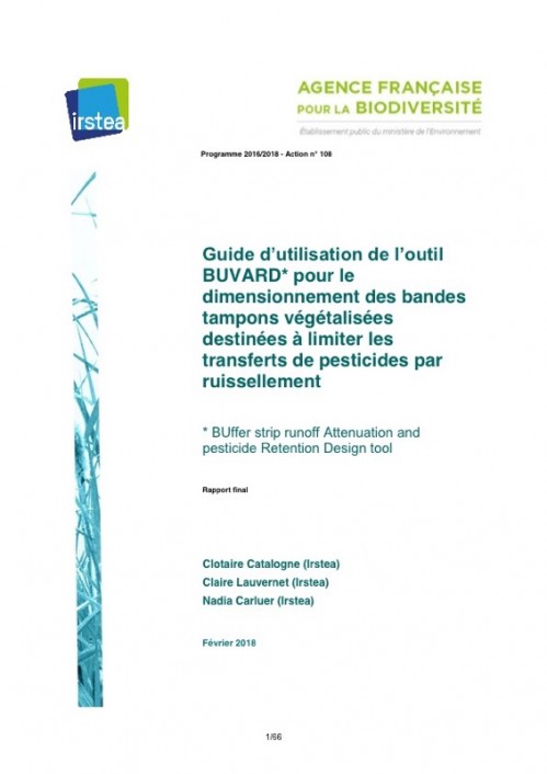 [Publication] Guide d'utilisation de l'outil Buvard pour le dimensionnement des bandes tampons végétalisées destinées à limiter les transferts de pesticides par ruissellement