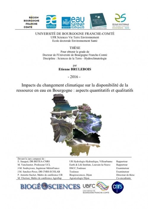[Publication] Thèses - Impacts du changement climatique sur la disponibilité de la ressource en eau en Bourgogne : aspects quantitatifs et qualitatifs
