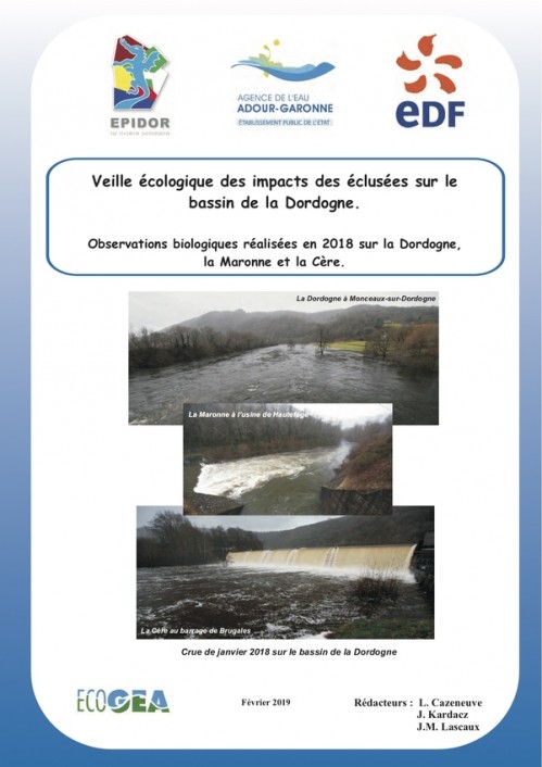 [Publication] Veille écologique des impacts des éclusées sur le bassin de la Dordogne en 2018