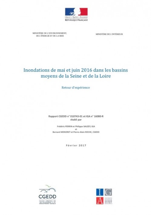 [Publication] Inondations de mai et juin 2016 dans les bassins moyens de la Seine et de la Loire - Retour d’expérience - CGEDD