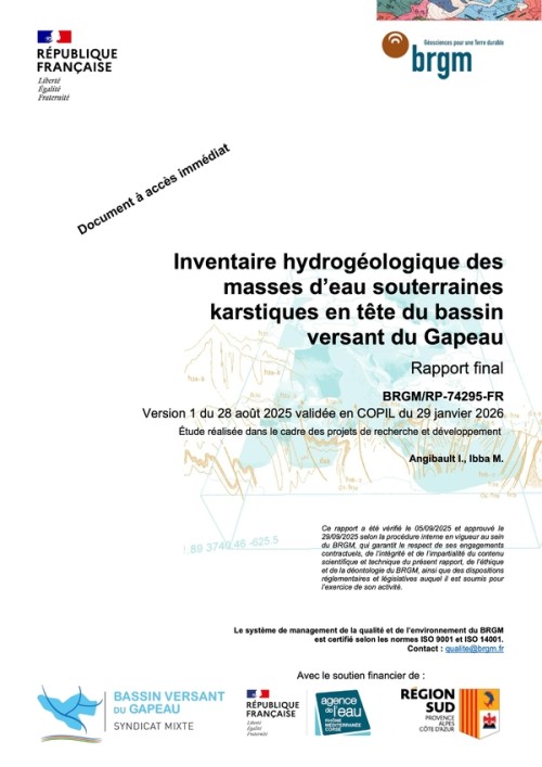 [Publication] Inventaire hydrogéologique des masses d'eau souterraines karstiques en tête du bassin versant du Gapeau - Rapport final