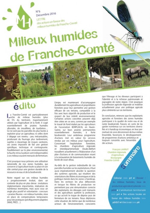 [Publication] Lettre Milieux humides de Franche-Comté - Conservatoire d'Espaces Naturels de Franche-Comte