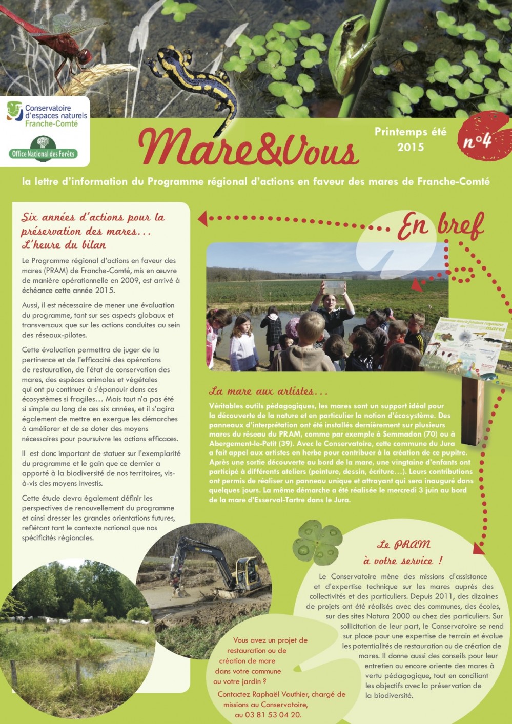 [Publication] Mare & Vous, la lettre d’information du Programme régional d’actions en faveur des mares de Franche-Comté