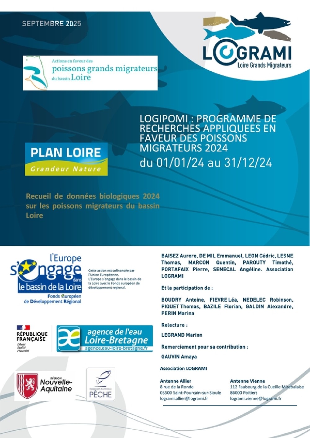 [Publication] Etudes et suivis sur les poissons migrateurs du bassin de la Loire réalisés par LOGRAMI