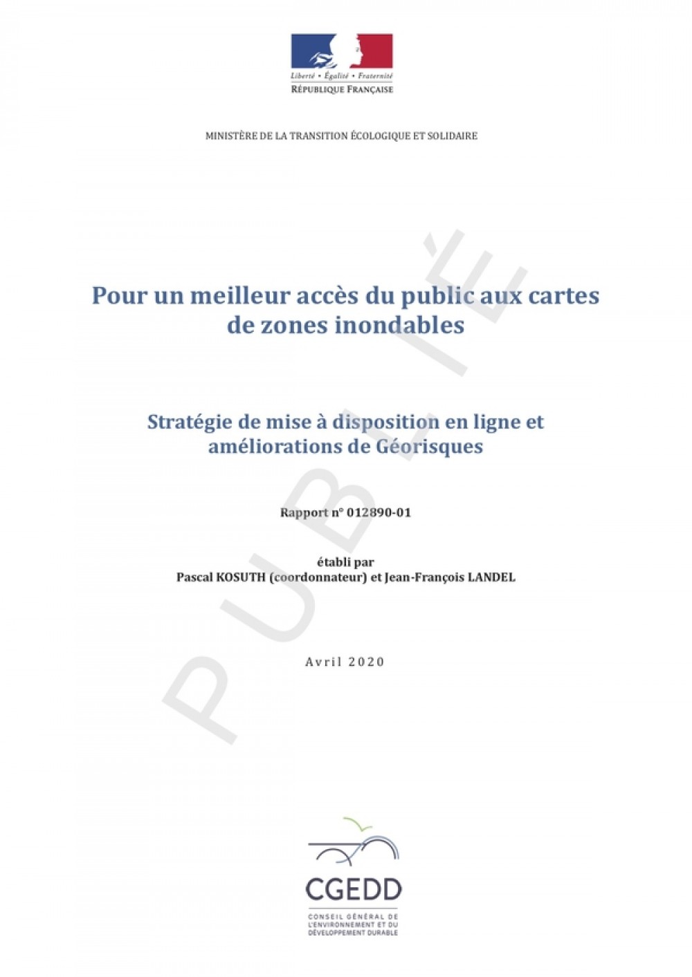 [Publication] Pour un meilleur accès du public aux cartes de zones inondables - Stratégie de mise à disposition en ligne et améliorations de Géorisques - CGEDD