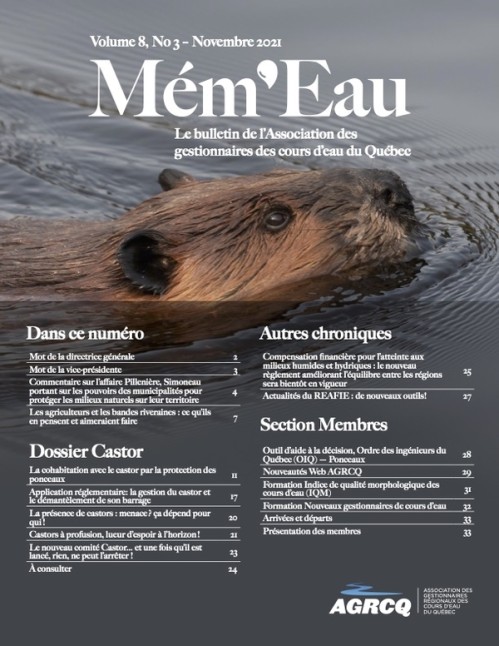 [Publication] Mém'Eau : le bulletin de l'Association des gestionnaires des cours d'eau du Québec