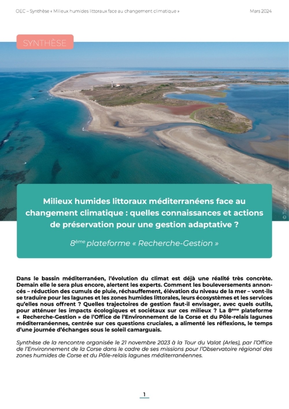 [Publication] Milieux humides littoraux méditerranéens face au changement climatique : quelles connaissances et actions de préservation pour une gestion adaptative ? 8ème plateforme « Recherche-Gestion »