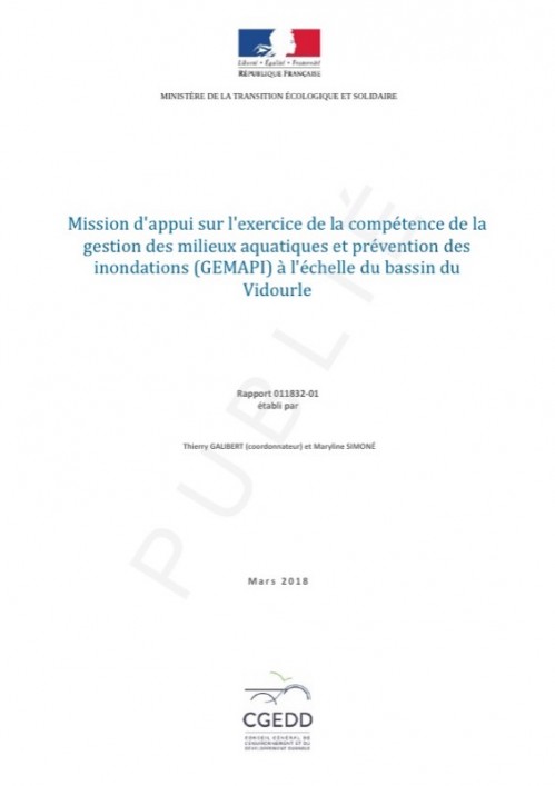 [Publication] Mission d'appui sur l'exercice de la compétence de la gestion des milieux aquatiques et prévention des inondations (GEMAPI) à l'échelle du bassin du Vidourle - CGEDD