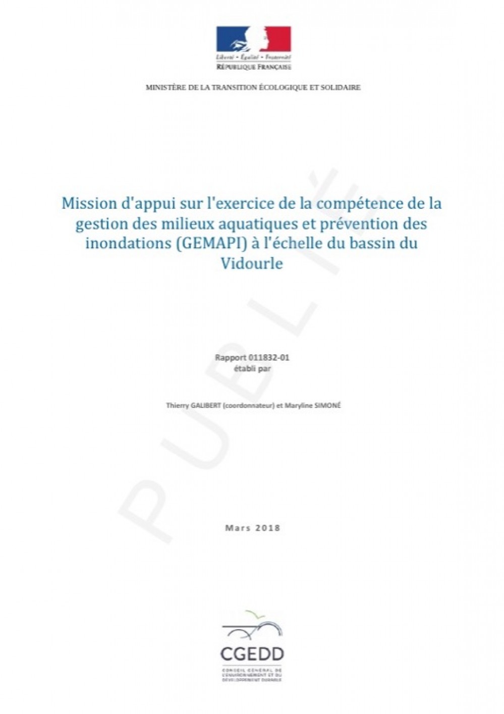 [Publication] Mission d'appui sur l'exercice de la compétence de la gestion des milieux aquatiques et prévention des inondations (GEMAPI) à l'échelle du bassin du Vidourle - CGEDD