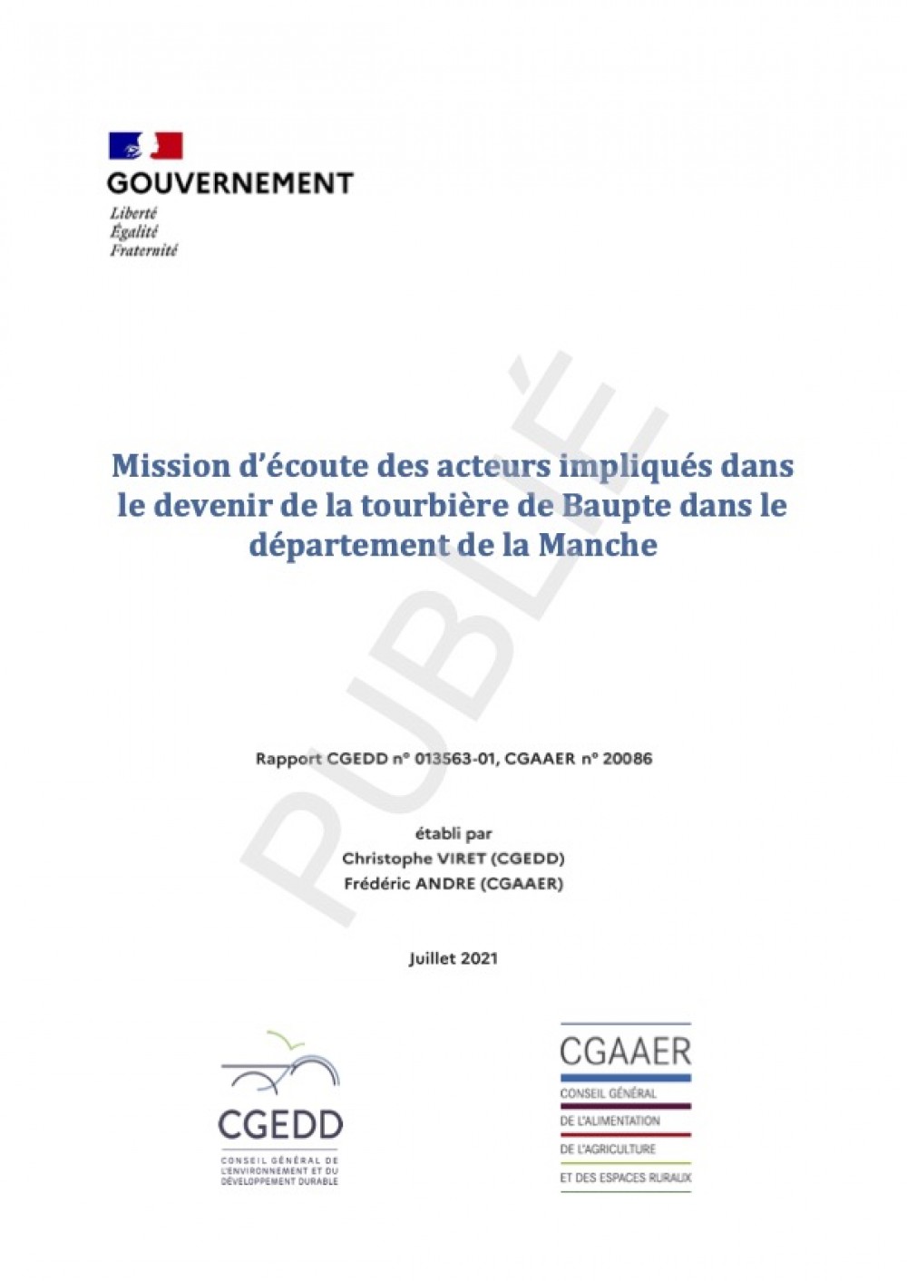 [Publication] Mission d’écoute des acteurs impliqués dans le devenir de la tourbière de Baupte dans le département de la Manche - CGEDD