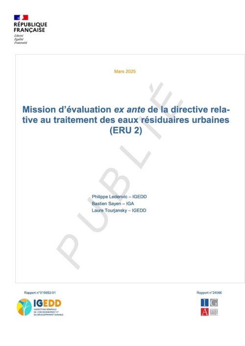 [Publication] Mission d’évaluation ex ante de la directive relative au traitement des eaux résiduaires urbaines (ERU 2)