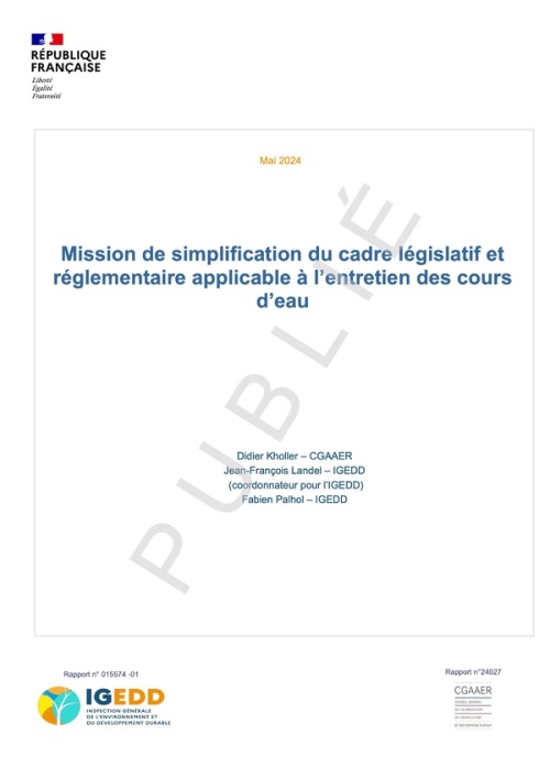 [Publication] Mission de simplification du cadre législatif et réglementaire applicable à l’entretien des cours d’eau