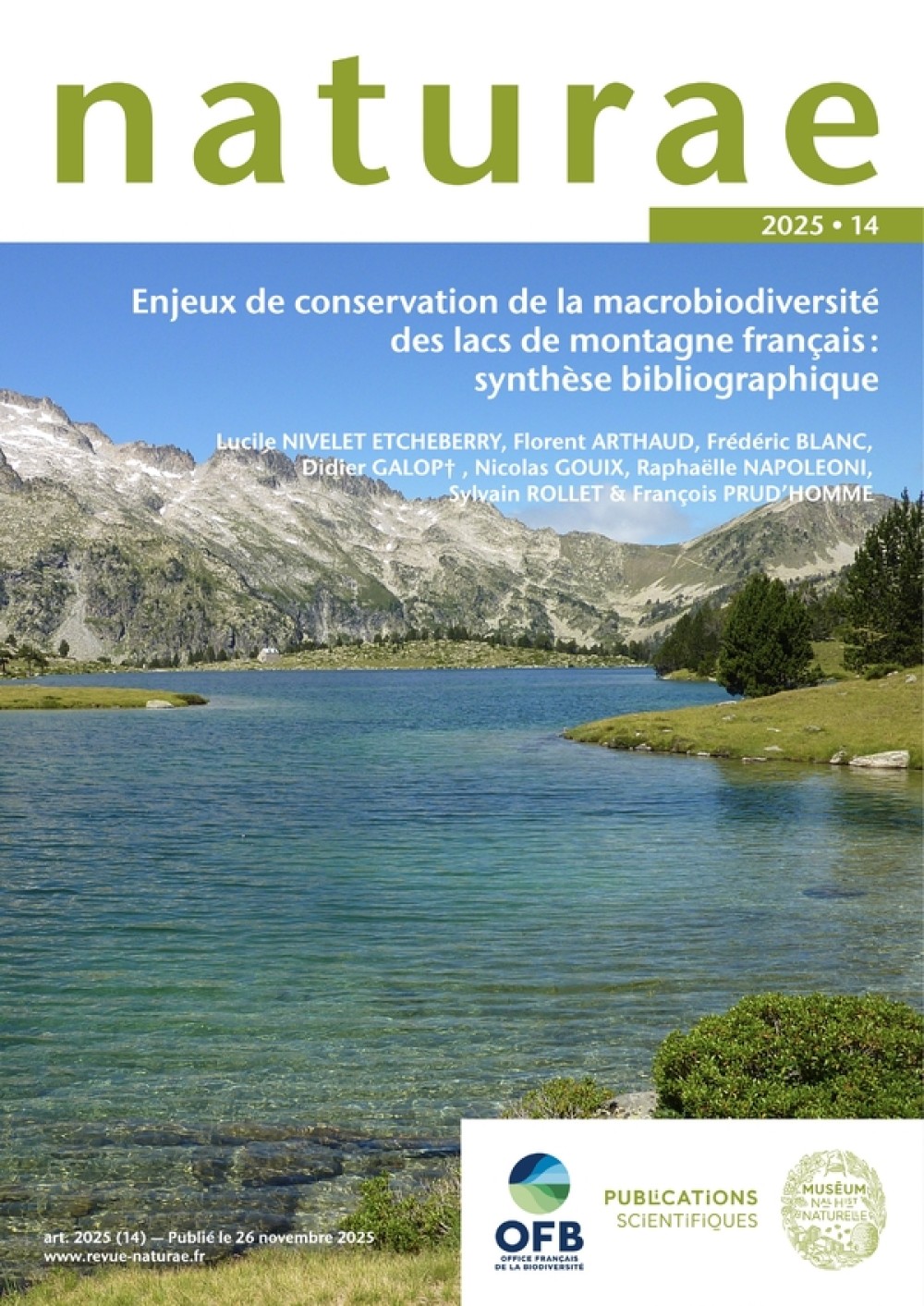 [Publication] Enjeux de conservation de la macrobiodiversité des lacs de montagne français : synthèse bibliographique