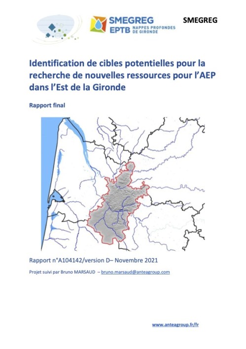 [Publication] Quelles ressources pour l’eau potable dans l’est du département de la Gironde ?