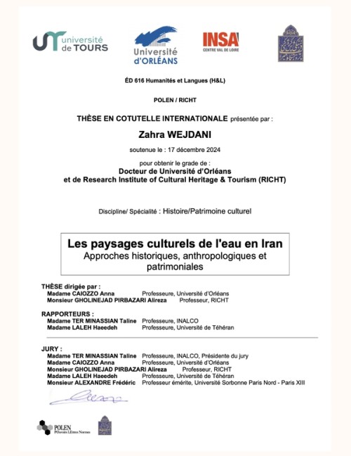 [Publication] Thèse - Les paysages culturels de l'eau en Iran : Approches historiques, anthropologiques et patrimoniales