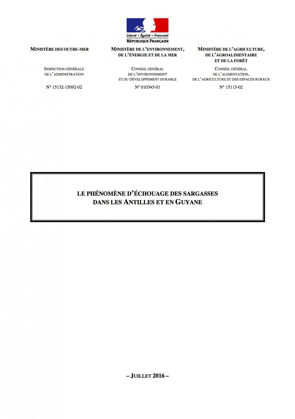 [Publication] Le phénomène d'échouage des sargasses dans les Antilles et en Guyane