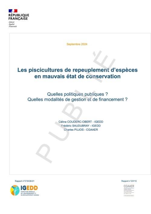 [Publication] Les piscicultures de repeuplement d'espèces en mauvais état de conservation - Quelles politiques publiques ? Quelles modalités de gestion et de financement ?