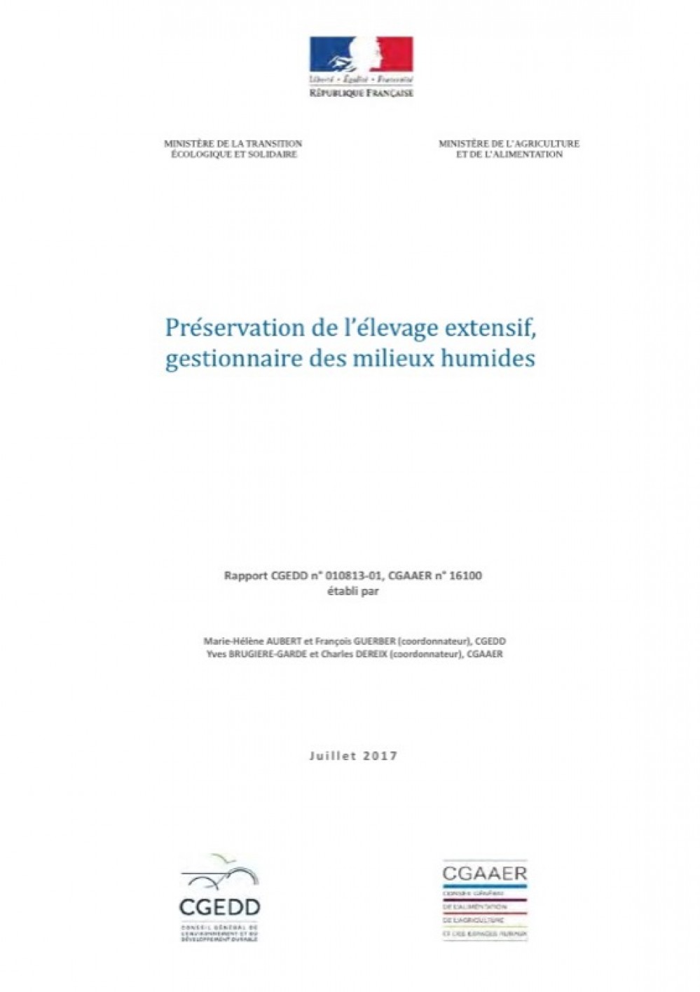 [Publication] Préservation de l’élevage extensif, gestionnaire des milieux humides - CGEDD