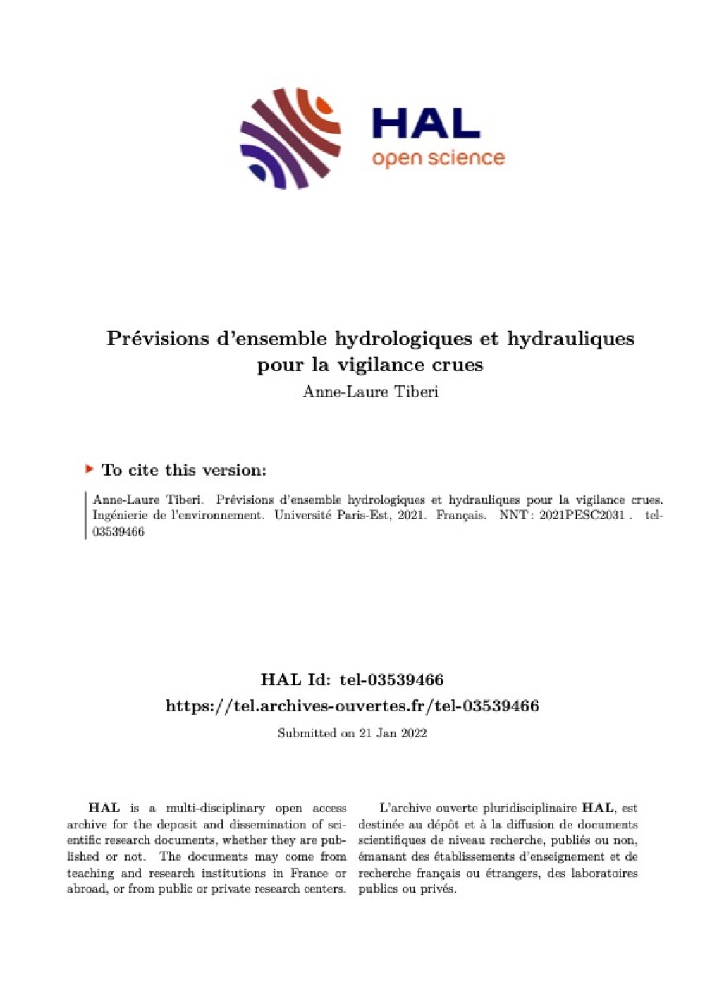 [Publication] Prévisions d'ensemble hydrologiques et hydrauliques pour la vigilance crues