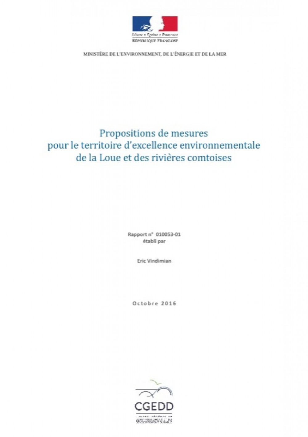 [Publication] Propositions de mesures pour le territoire d’excellence environnementale de la Loue et des rivières comtoises - CGEDD