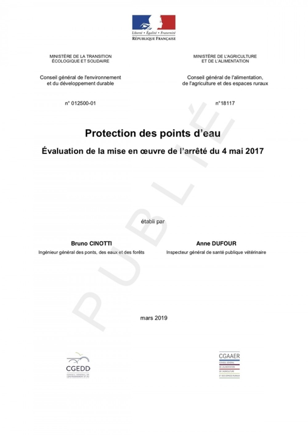 [Publication] Protection des points d’eau - Évaluation de la mise en oeuvre de l’arrêté du 4 mai 2017 - CGEDD