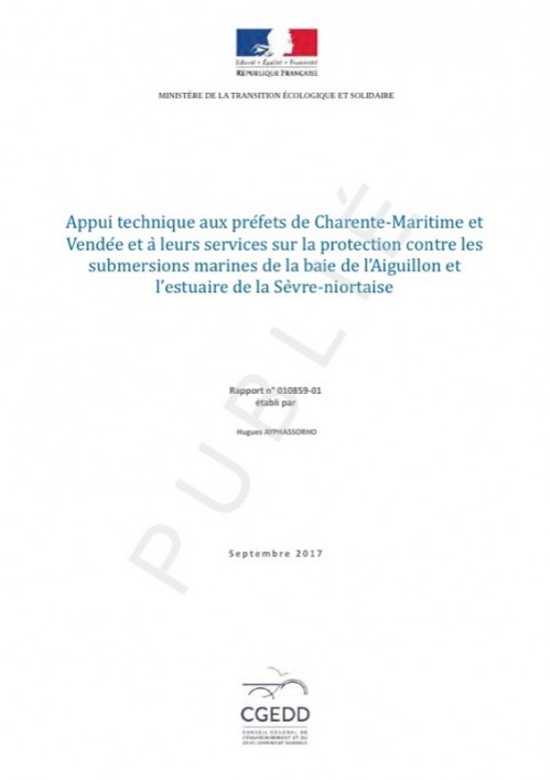 [Publication] Appui technique aux préfets de Charente-Maritime et Vendée et à leurs services sur la protection contre les submersions marines de la baie de l'Aiguillon et l'estuaire de la Sèvre-niortaise